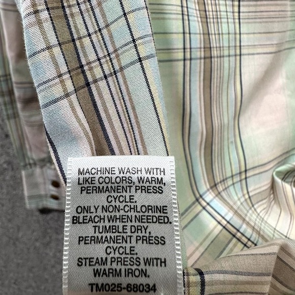 Pendleton Button‎ Up Blouse Top Women 6 Green Plaid Long Sleeve Pockets Cotton - Picture 11 of 12